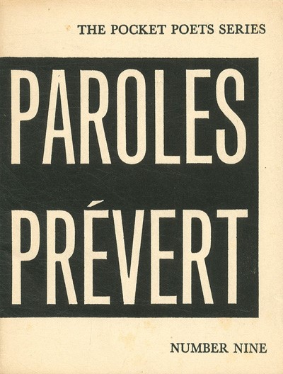 The cover of Paroles by Jacques Prévert. Translated by Lawrence Ferlinghetti.